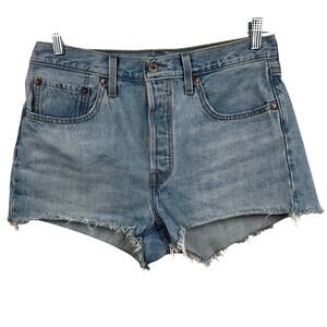 Levi's 501 Original Shorts Denim Shorts Frayed Medium Wash Women's 30